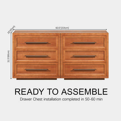 Alvar 63″ Eichenkommode mit 6 Schubladen (2er-Set)