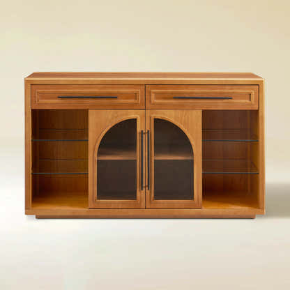 Alvar Sideboard aus gewölbtem Glas aus Eiche, 160 cm breit