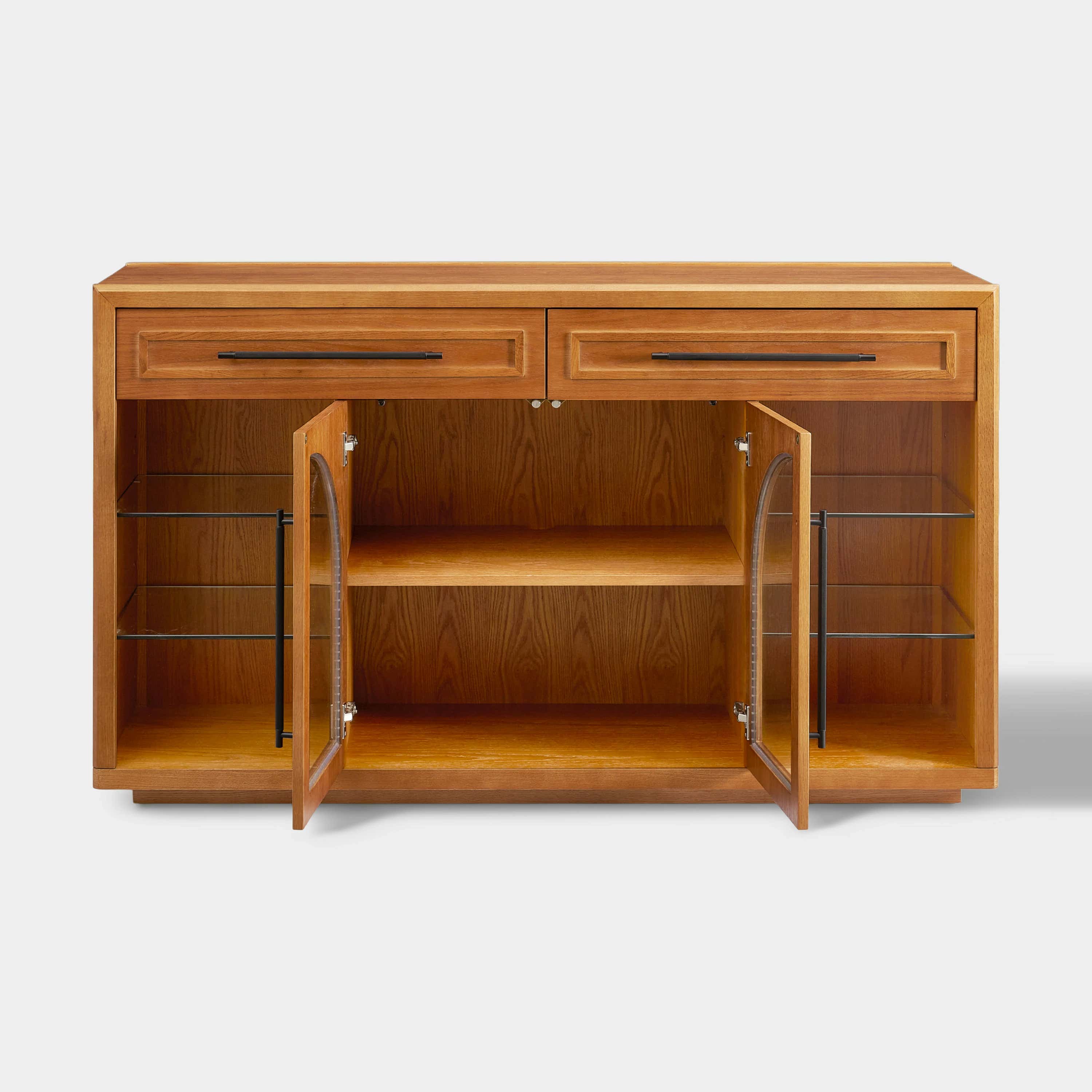 Alvar Sideboard aus gewölbtem Glas aus Eiche, 160 cm breit