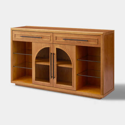 Alvar Sideboard aus gewölbtem Glas aus Eiche, 160 cm breit