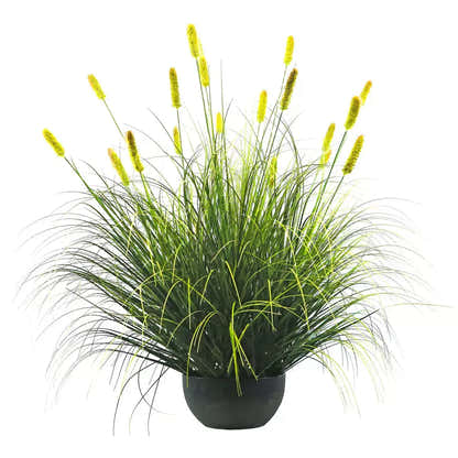 Artificial 20-Head Short Pine Grass with Curved-Straight Onion Grass Bonsai 43"H