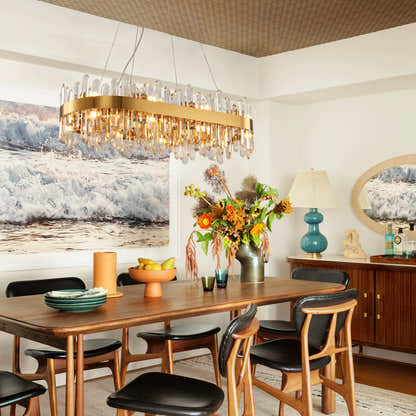 Ovaler Kronleuchter Stellara mit Kristallstreifen, 91,4 cm