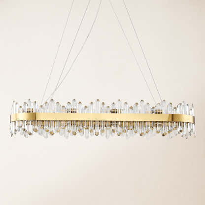 Ovaler Kronleuchter Stellara mit Kristallstreifen, 132 cm