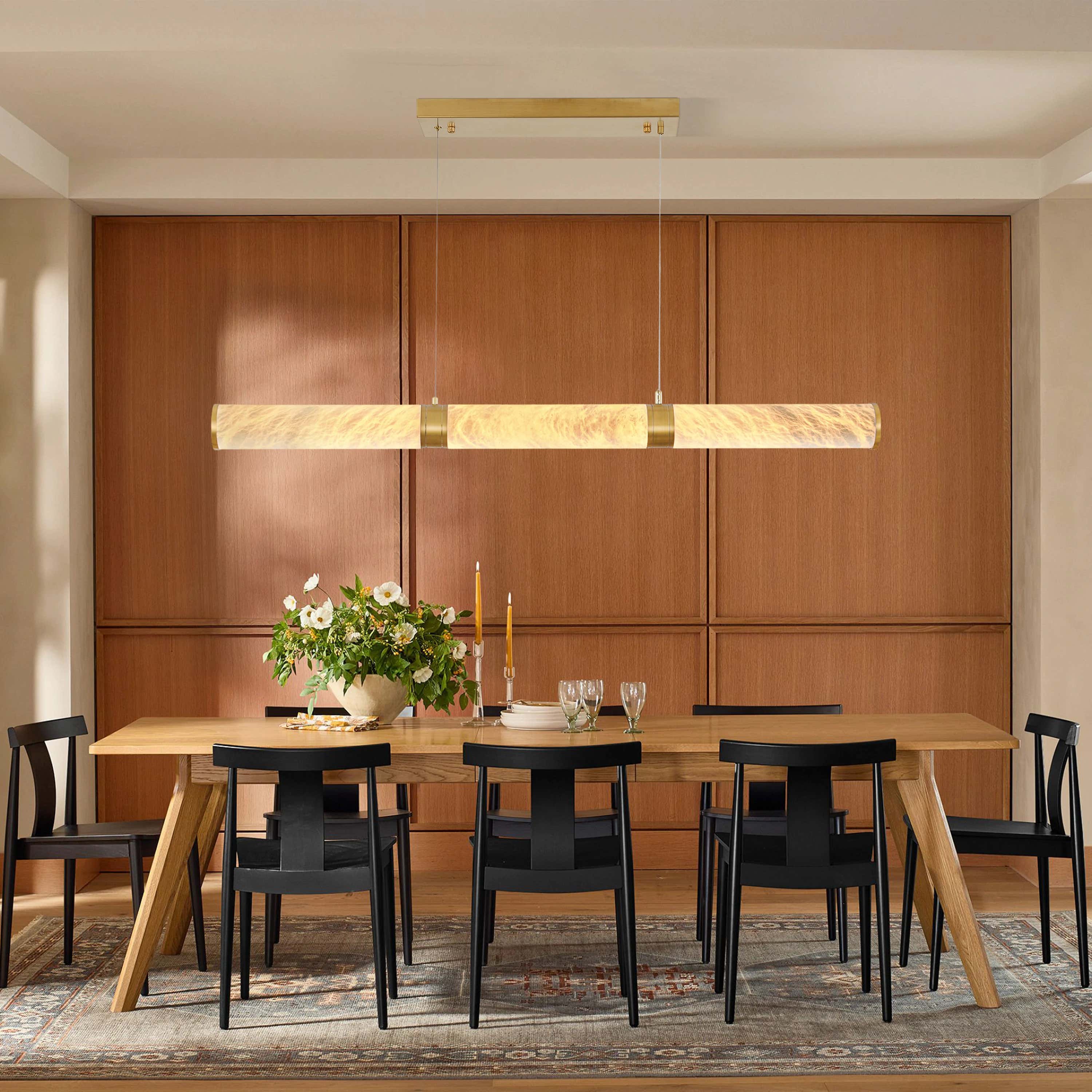 Sylvia Alabaster Linear Chandelier 47"#Finish_Gold