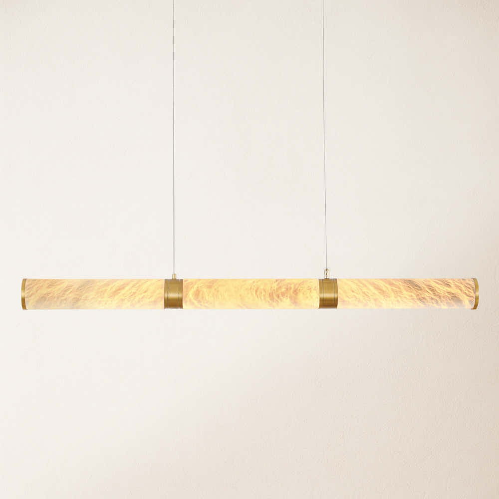 Sylvia Alabaster Linear Chandelier 47"#Finish_Gold