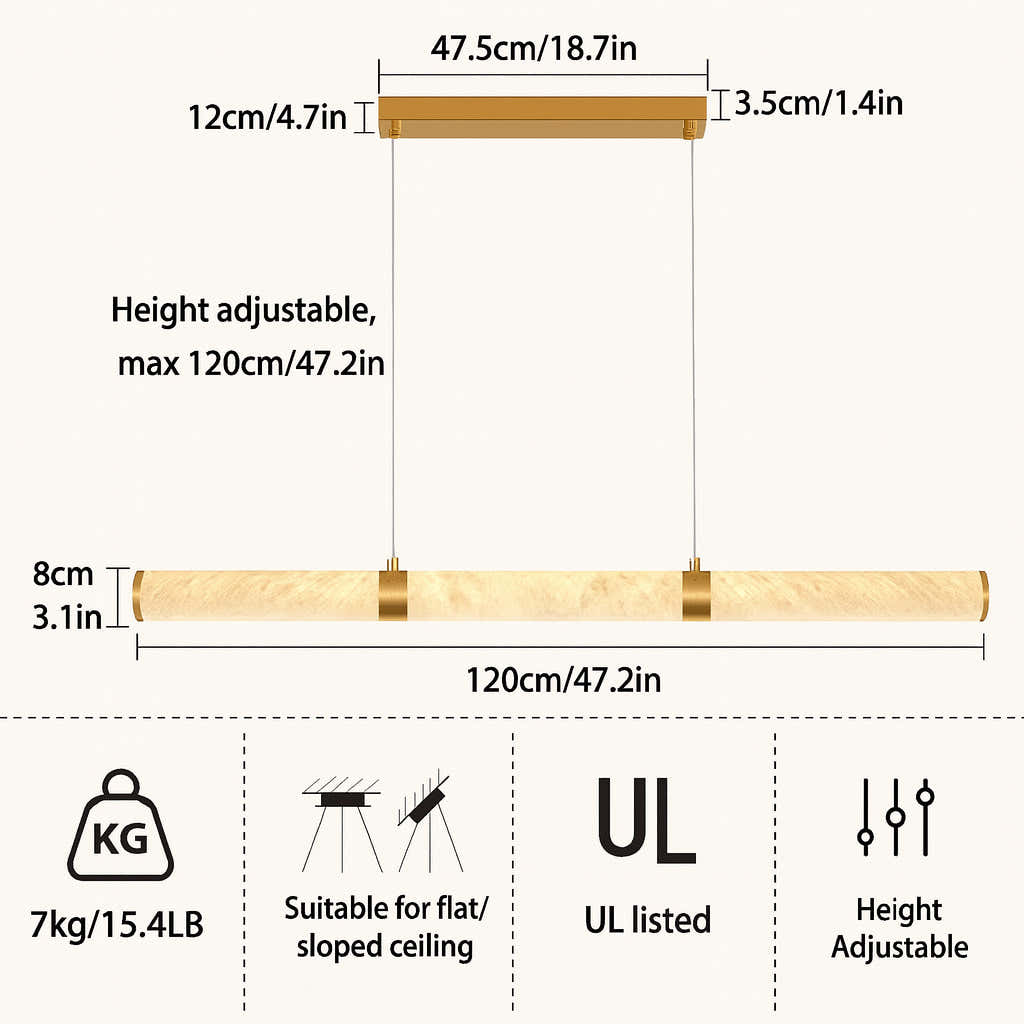 Sylvia Alabaster Linear Chandelier 47"