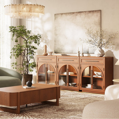 Alvar gewölbtes 96" Sideboard aus Eiche mit Schubladen (3er-Set)