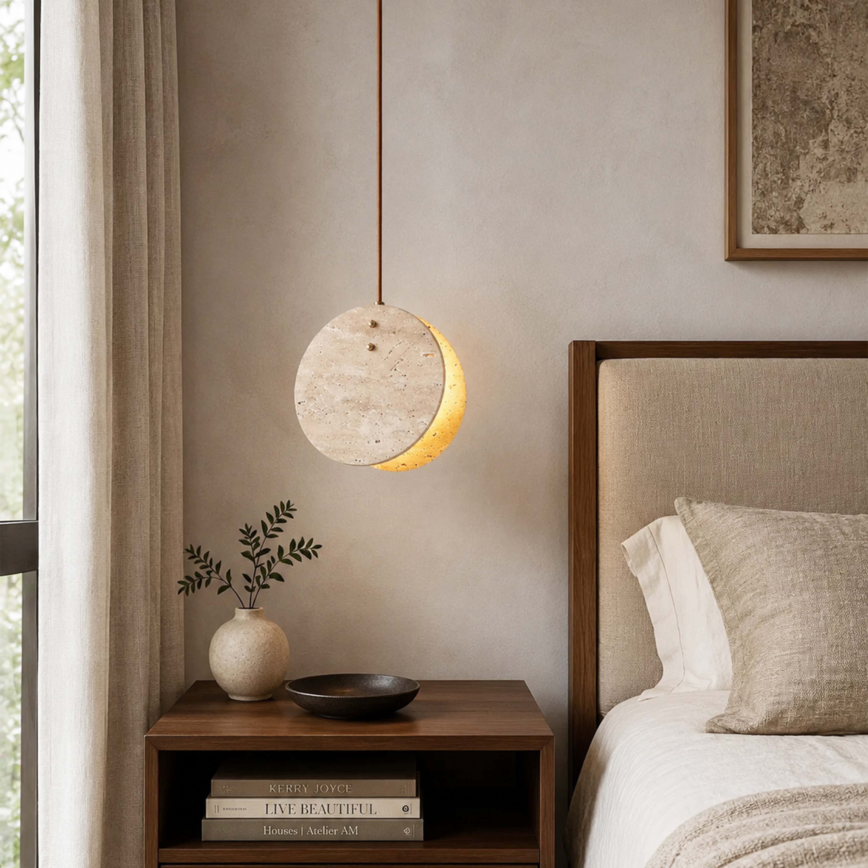 Xaloria Travertine Disc Pendant Light