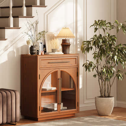 Alvar gewölbter 32-Zoll-Lagerschrank aus Eiche mit Schubladen