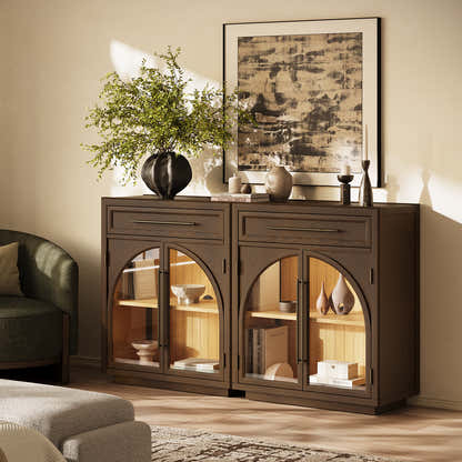 Alvar gewölbtes 64" Sideboard aus Eiche mit Schubladen (2er-Set)