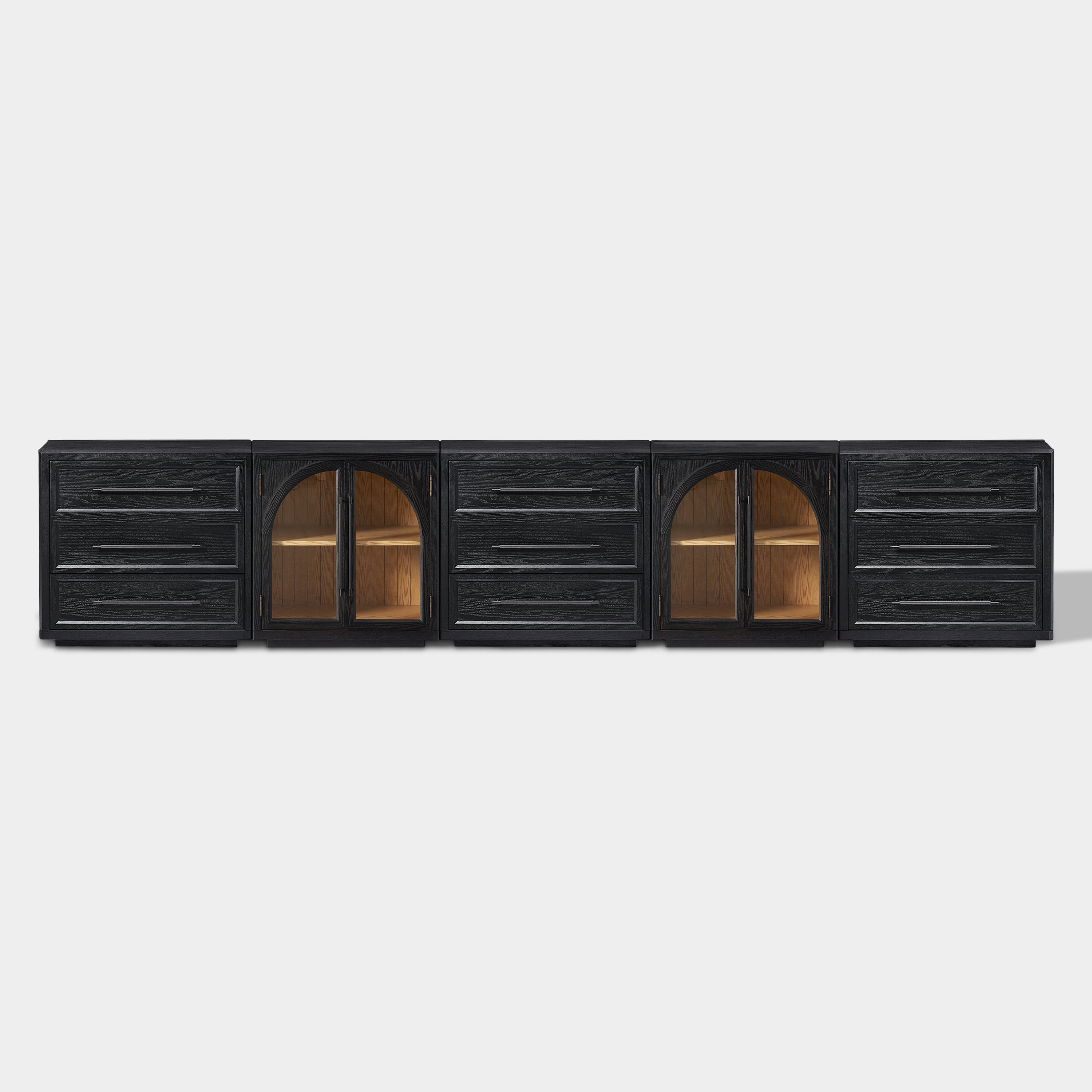 Alvar Arched 157,5″ Modulare Medienkonsole aus Eiche (5er-Set)