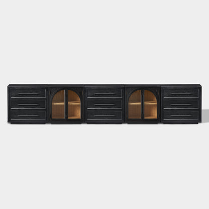 Alvar Arched 157,5″ Modulare Medienkonsole aus Eiche (5er-Set)