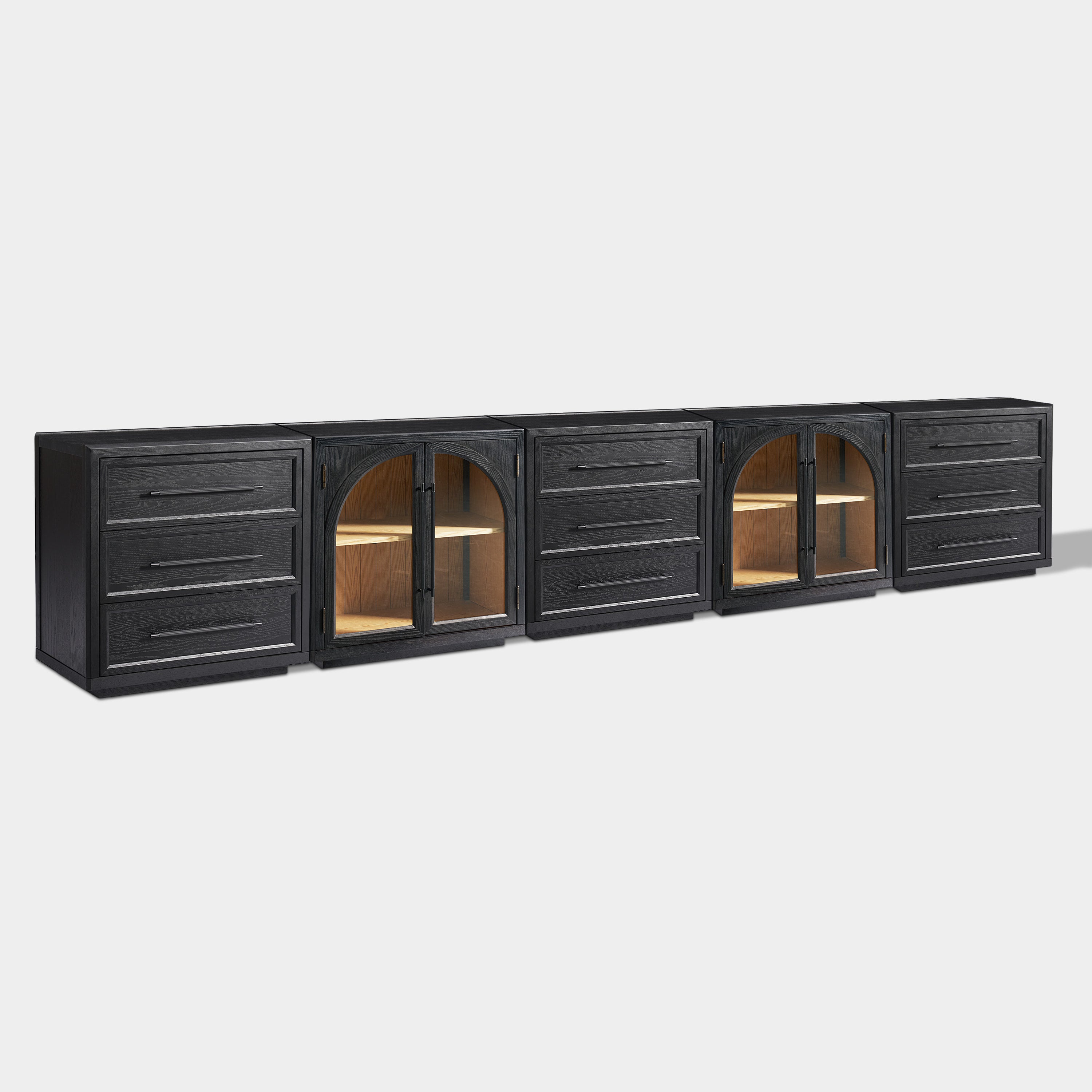 Alvar Arched 157,5″ Modulare Medienkonsole aus Eiche (5er-Set)