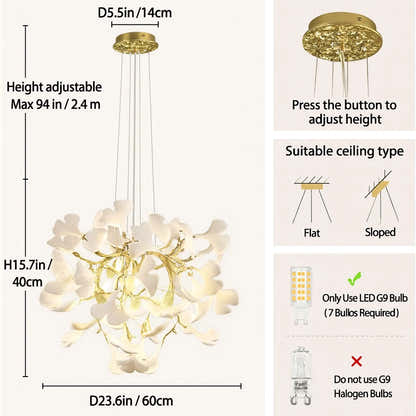 Twilight Branches Ceramic Glow Round Chandelier 24"D
