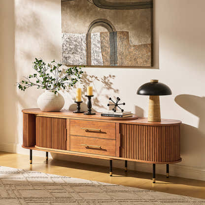 Ausziehbare Medienkonsole Ewan Oak, 78,74" bis 110,24"