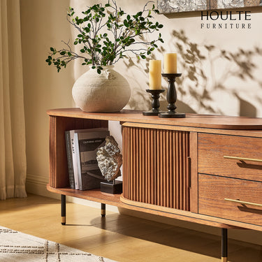 Ausziehbare Medienkonsole Ewan Oak, 78,74" bis 110,24"