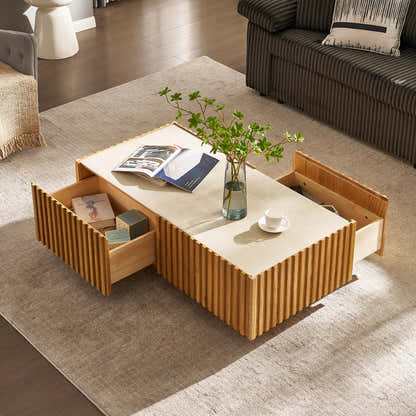 Isla Oak Sintered Stone Media Console And Coffee Table Set