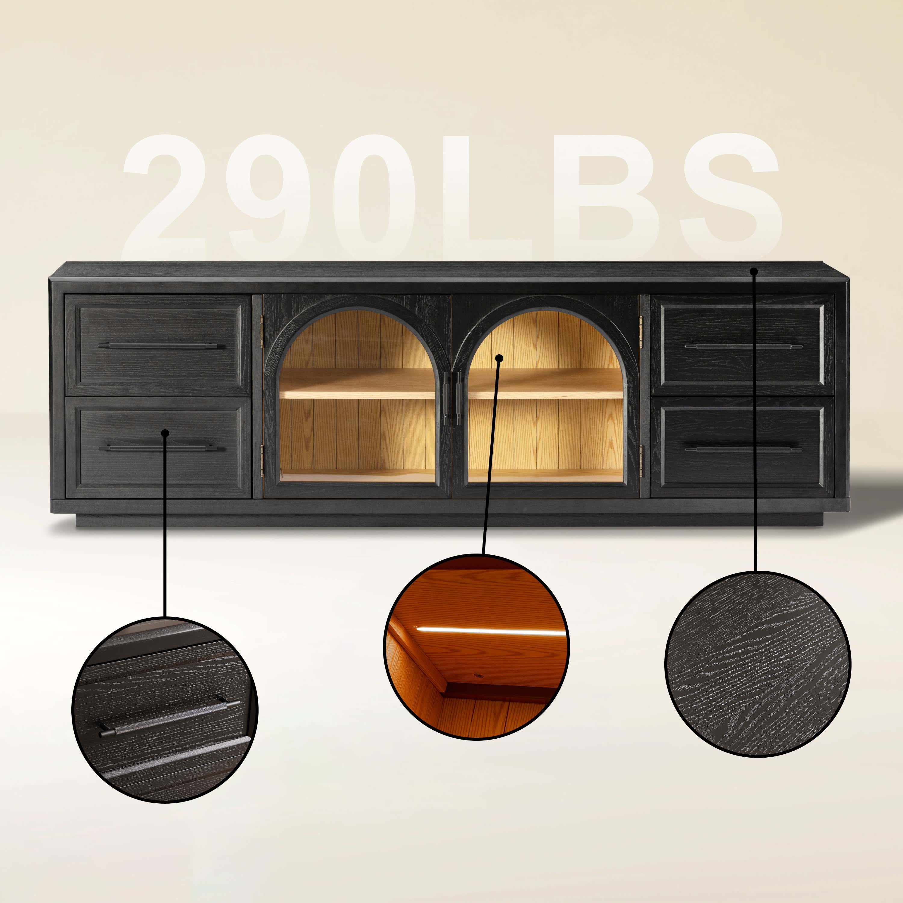 Alvar Oak Medienkonsole 80"B