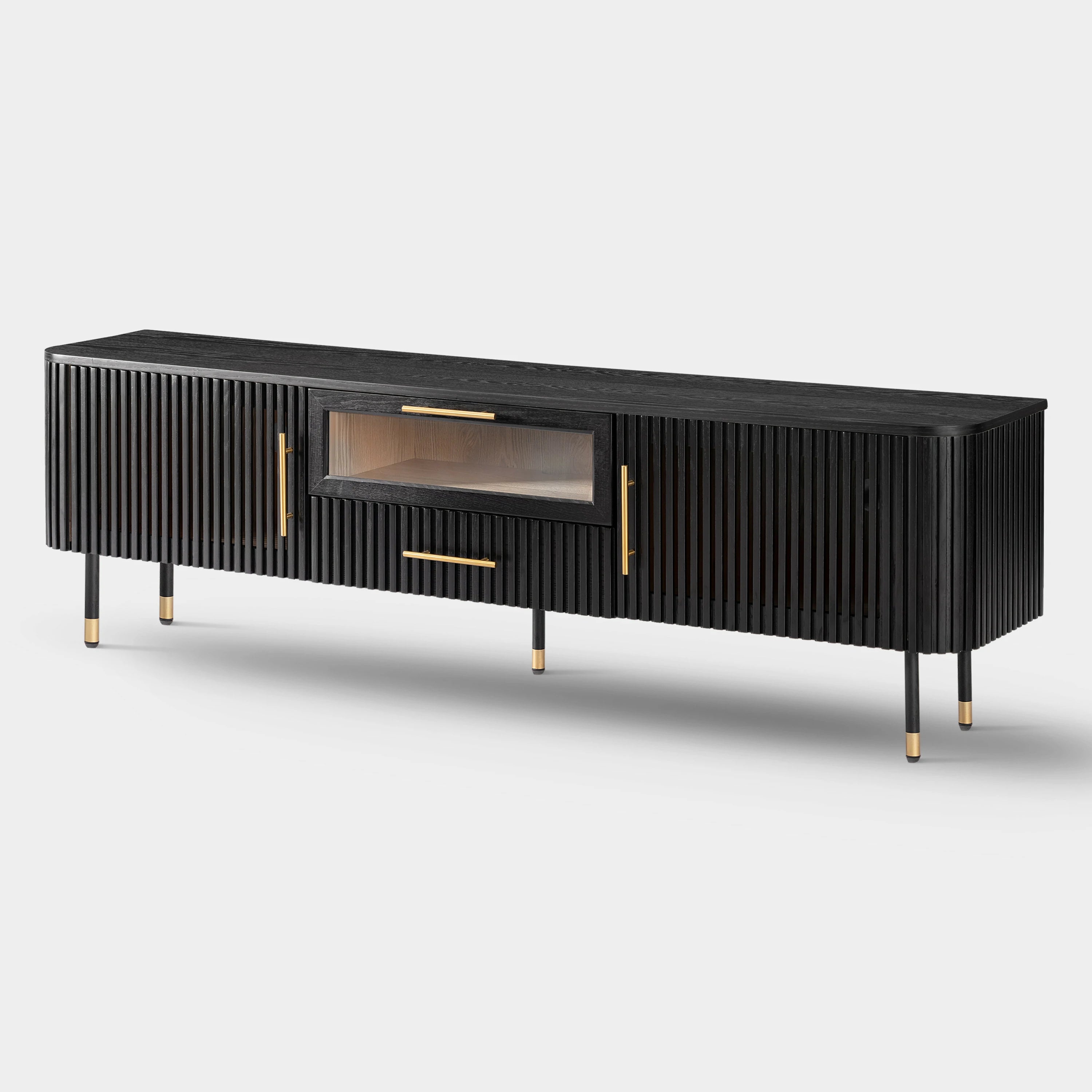 Ewan Oak Media Console and Cabinet Set