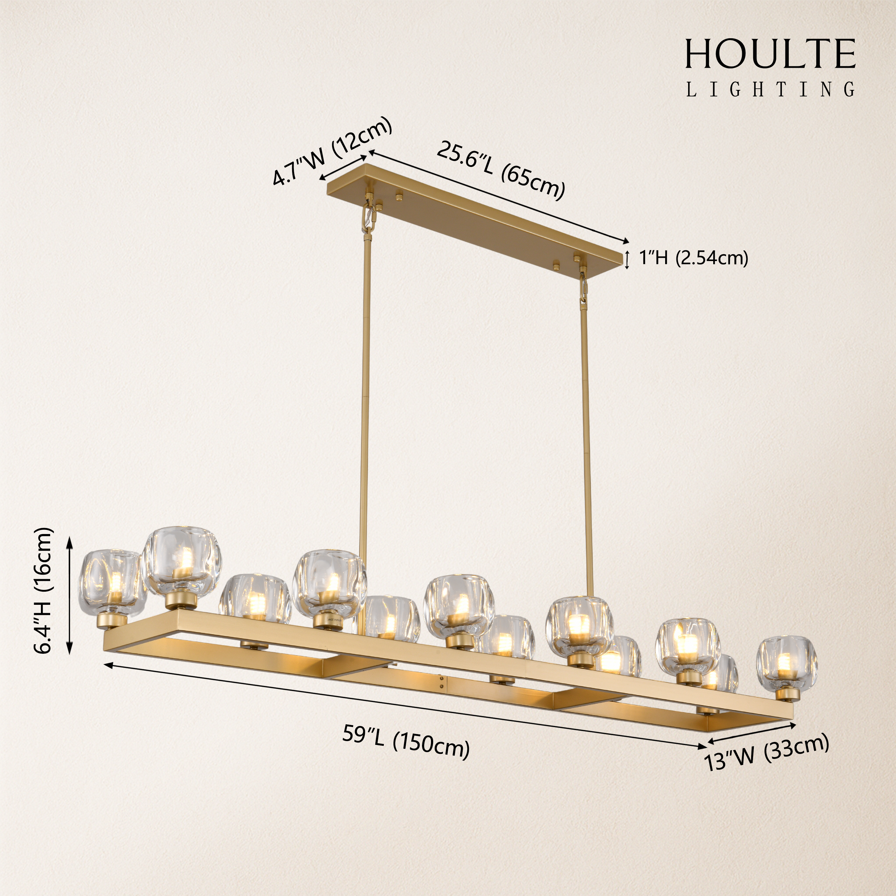 Vellum Rectangular Chandelier 59"L