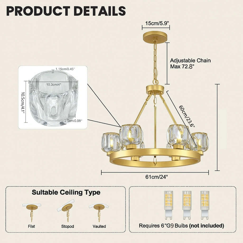 Vellum Round Chandelier 24"D