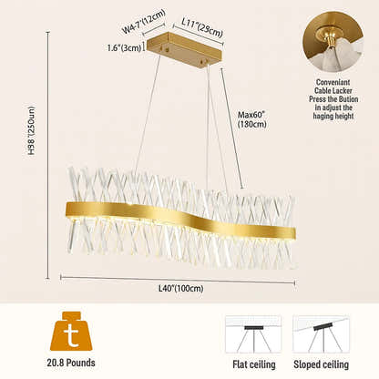 Vetro Prism Crystal Rectangular Chandelier 40"W