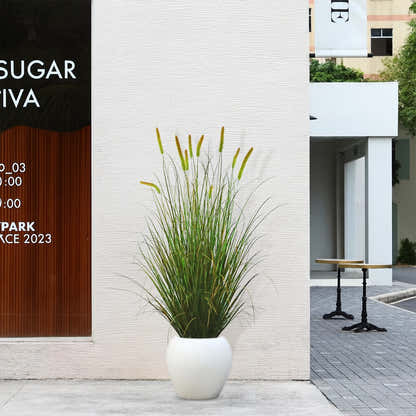 Künstlicher 10-köpfiger langer Katzenschwanz mit gebogenem Zwiebelgras-Bonsai, 20 cm hoch