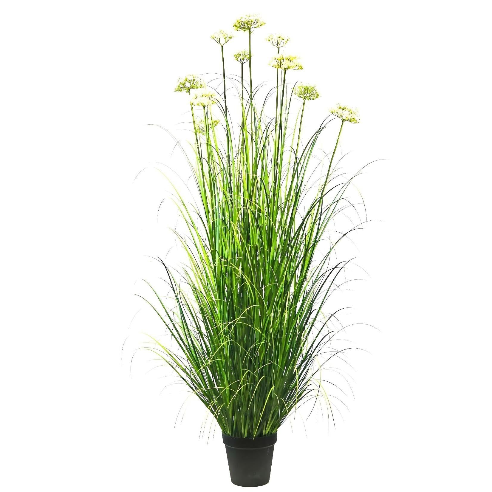 Künstliche 10-köpfige Spitzenblume mit gebogenem Zwiebelgras-Bonsai, 22,9 cm hoch