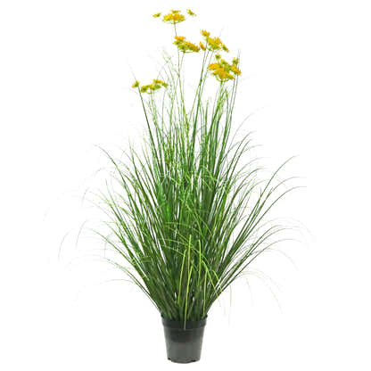Künstliche Karottenblüte mit 6 Köpfen und gebogenem Zwiebelgras-Bonsai, 15,2 cm hoch