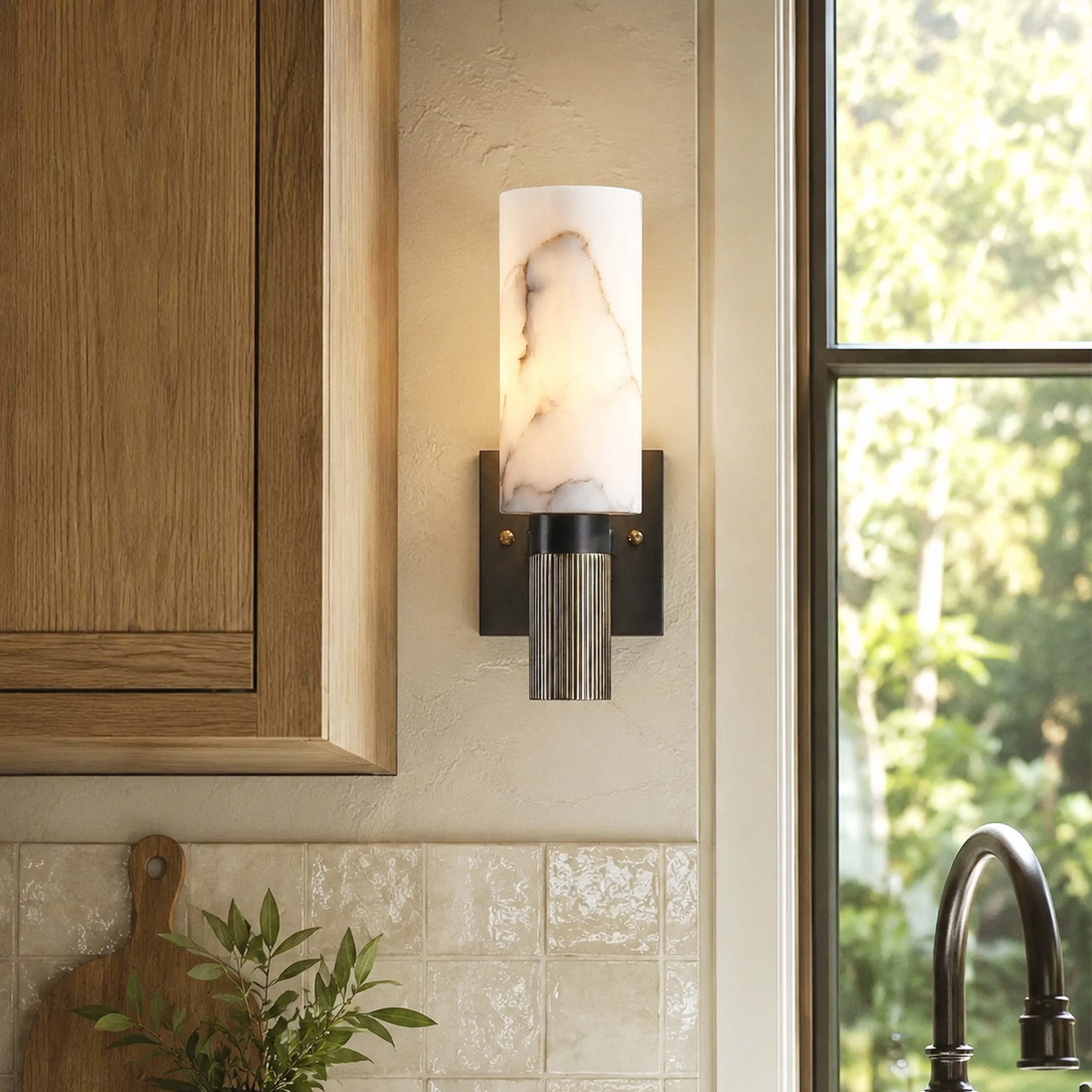 Xelora Alabaster Torch Wall Sconce