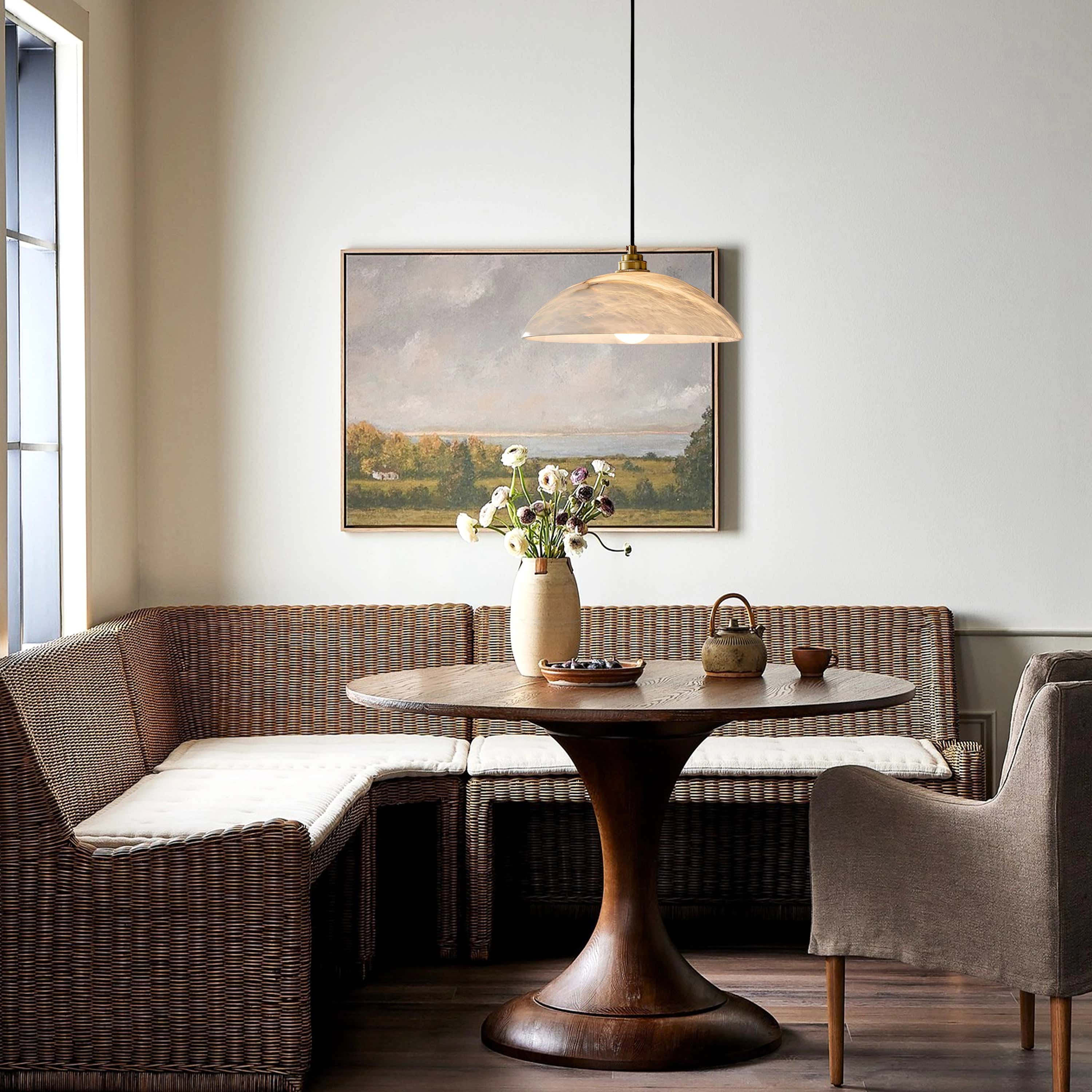 Dadaly Alabaster Modern Small Art Pendant 12"D