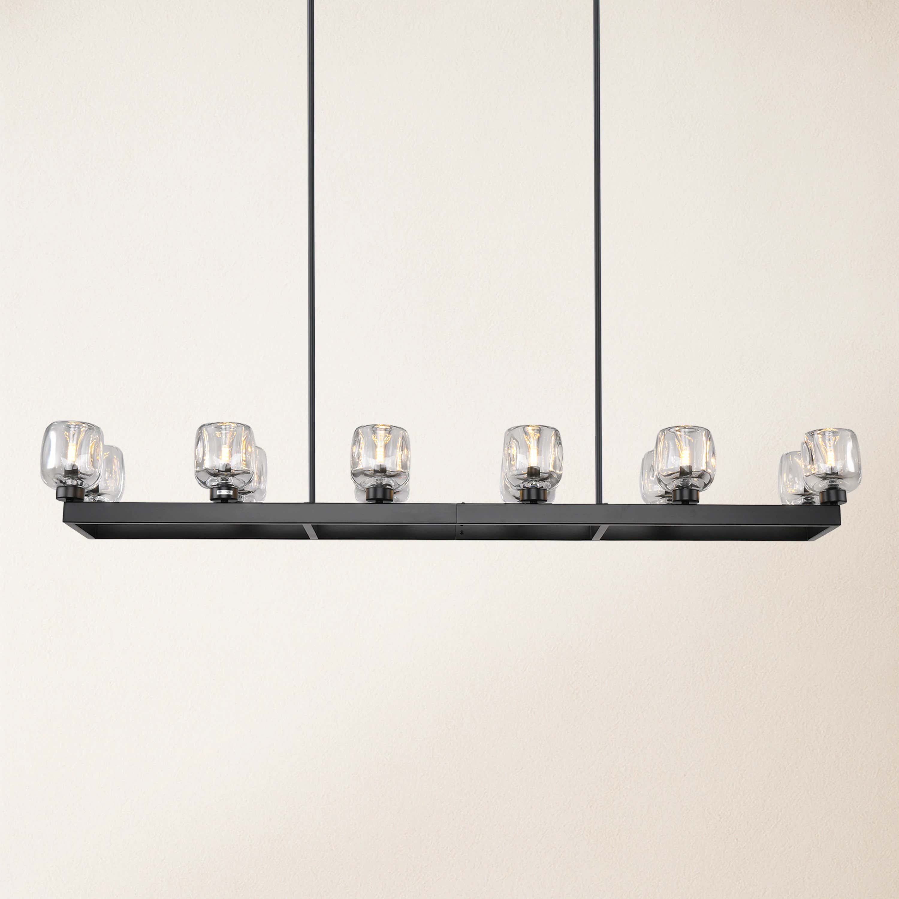 Vellum Rectangular Chandelier 59"W#Finish_Black
