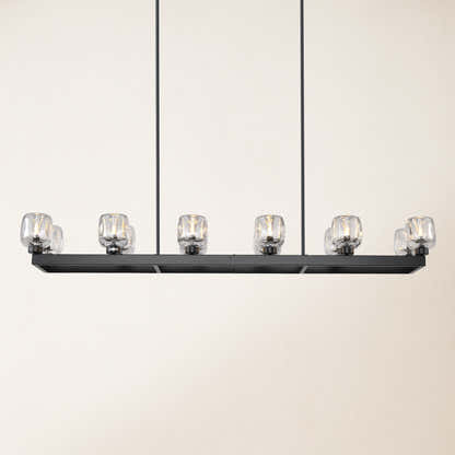 Vellum Rectangular Chandelier 59"W#Finish_Black