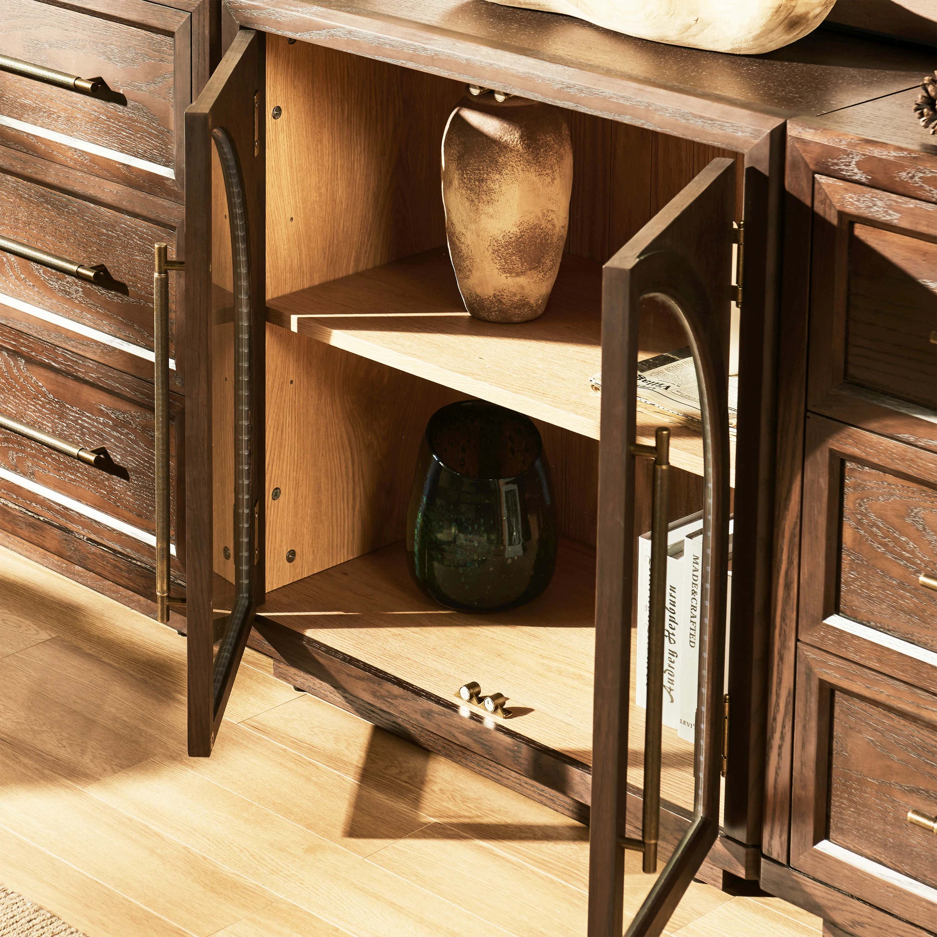 Alvar Arched 126″ Modulare Medienkonsole aus Eiche (4er-Set)