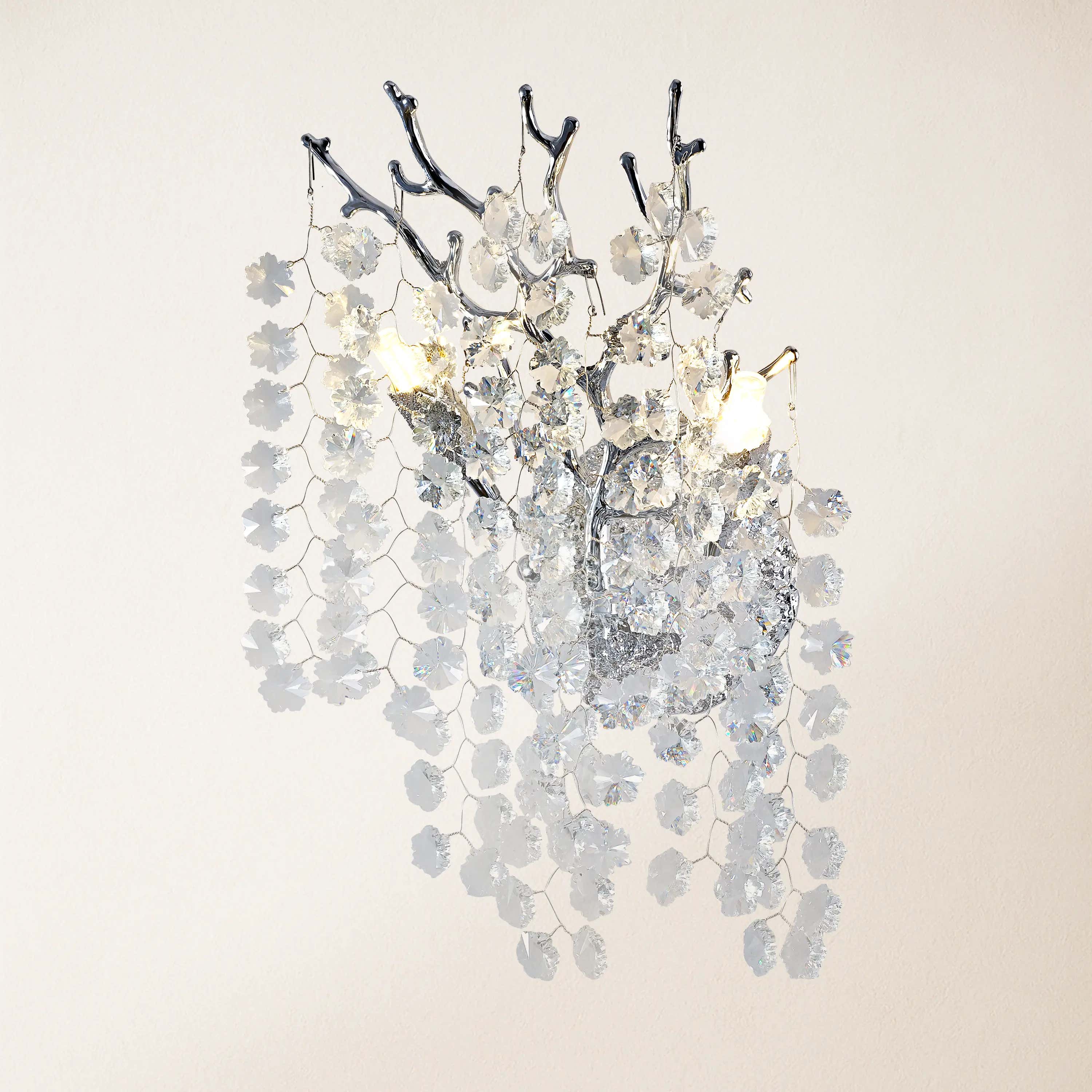 Lustre Branches Crystal Wall Sconce 10"W#Finish_Silver