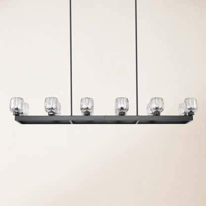 Vellum Rectangular Chandelier 59"W#Finish_Black
