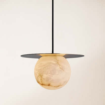 Dadaly Garfield Spanischer Alabaster-Anhänger, klein, Kunst-Nachttisch, 39,9 cm Durchmesser