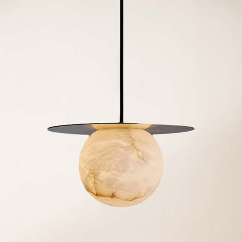 Dadaly Garfield Spanischer Alabaster-Anhänger, klein, Kunst-Nachttisch, 39,9 cm Durchmesser