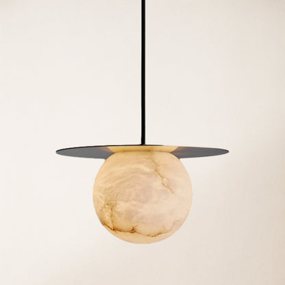 Dadaly Garfield Spanischer Alabaster-Anhänger, klein, Kunst-Nachttisch, 39,9 cm Durchmesser