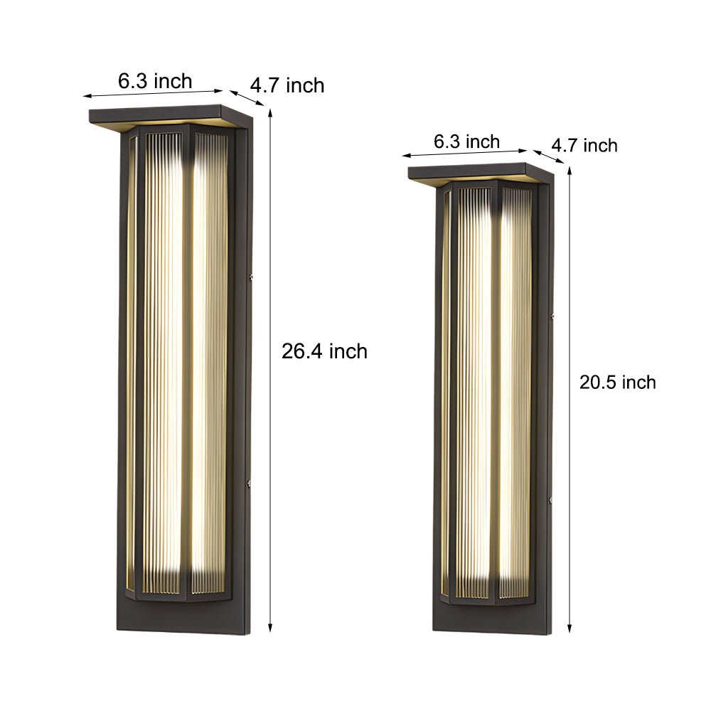Schwarze rechteckige transparente LED-Außenwandleuchten aus Acryl 