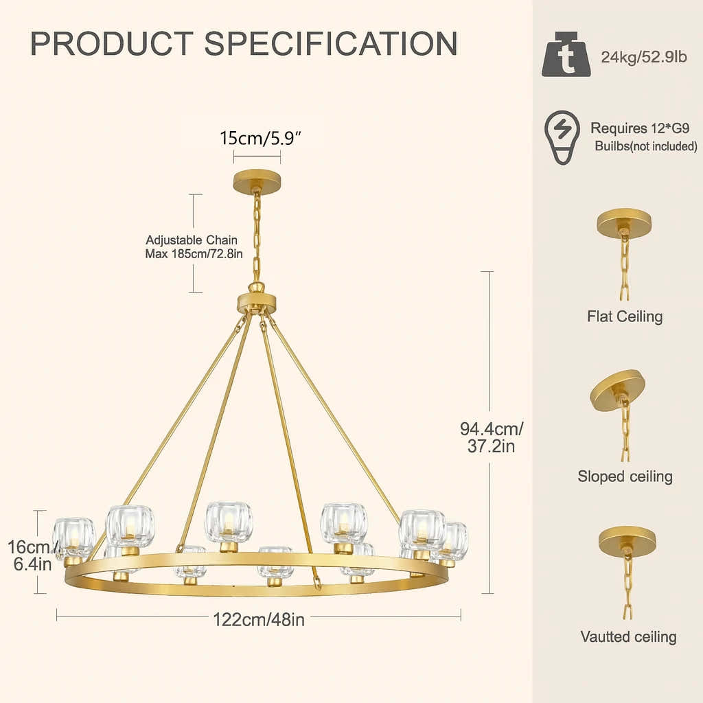 Vellum Round Chandelier 48"D