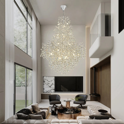 Frostleaf Kristall-Kaskaden-Kronleuchter für die große Treppe, 165 cm hoch
