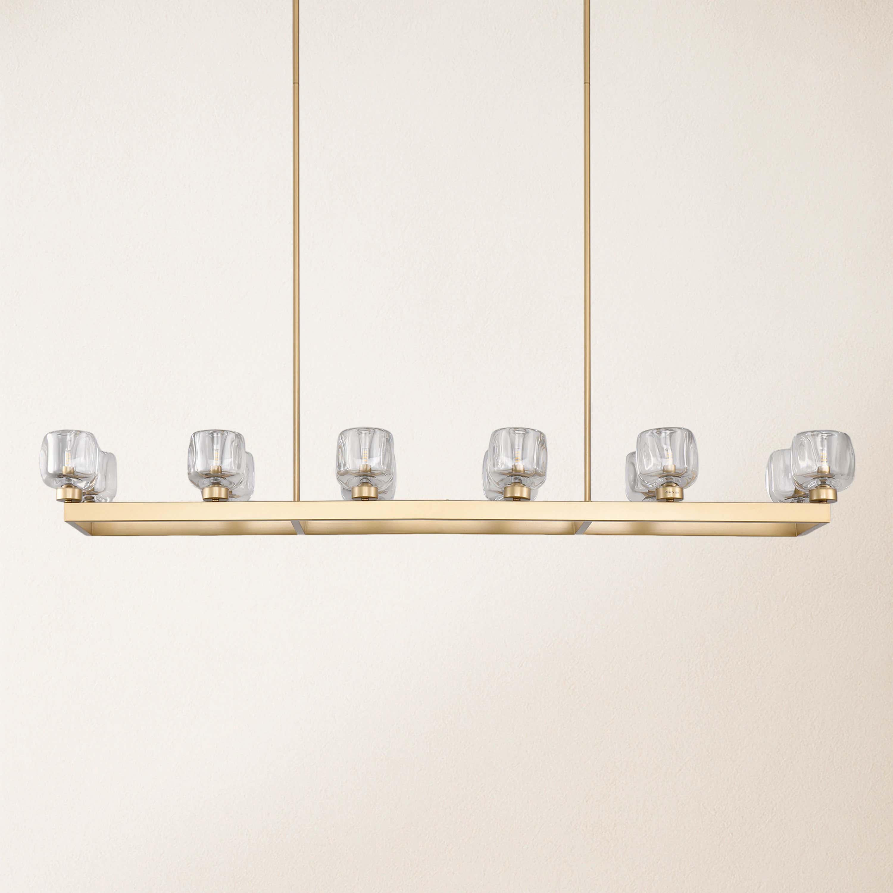 Vellum Rectangular Chandelier 59"W#Finish_Gold