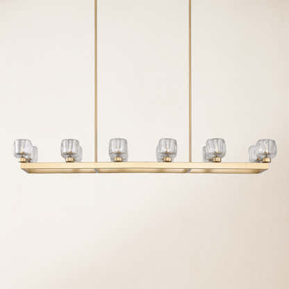Vellum Rectangular Chandelier 59"W#Finish_Gold
