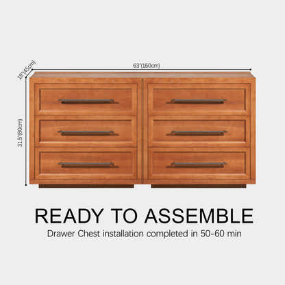 Alvar 63″ Eichenkommode mit 6 Schubladen (2er-Set)