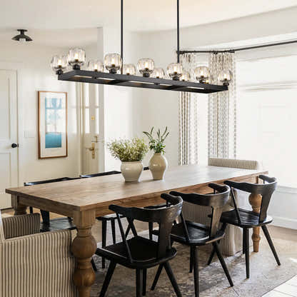 Vellum Rectangular Chandelier 68"W#Finish_Black