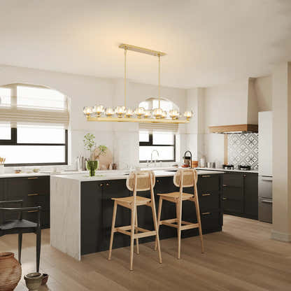 Vellum Rectangular Chandelier 68"W#Finish_Gold