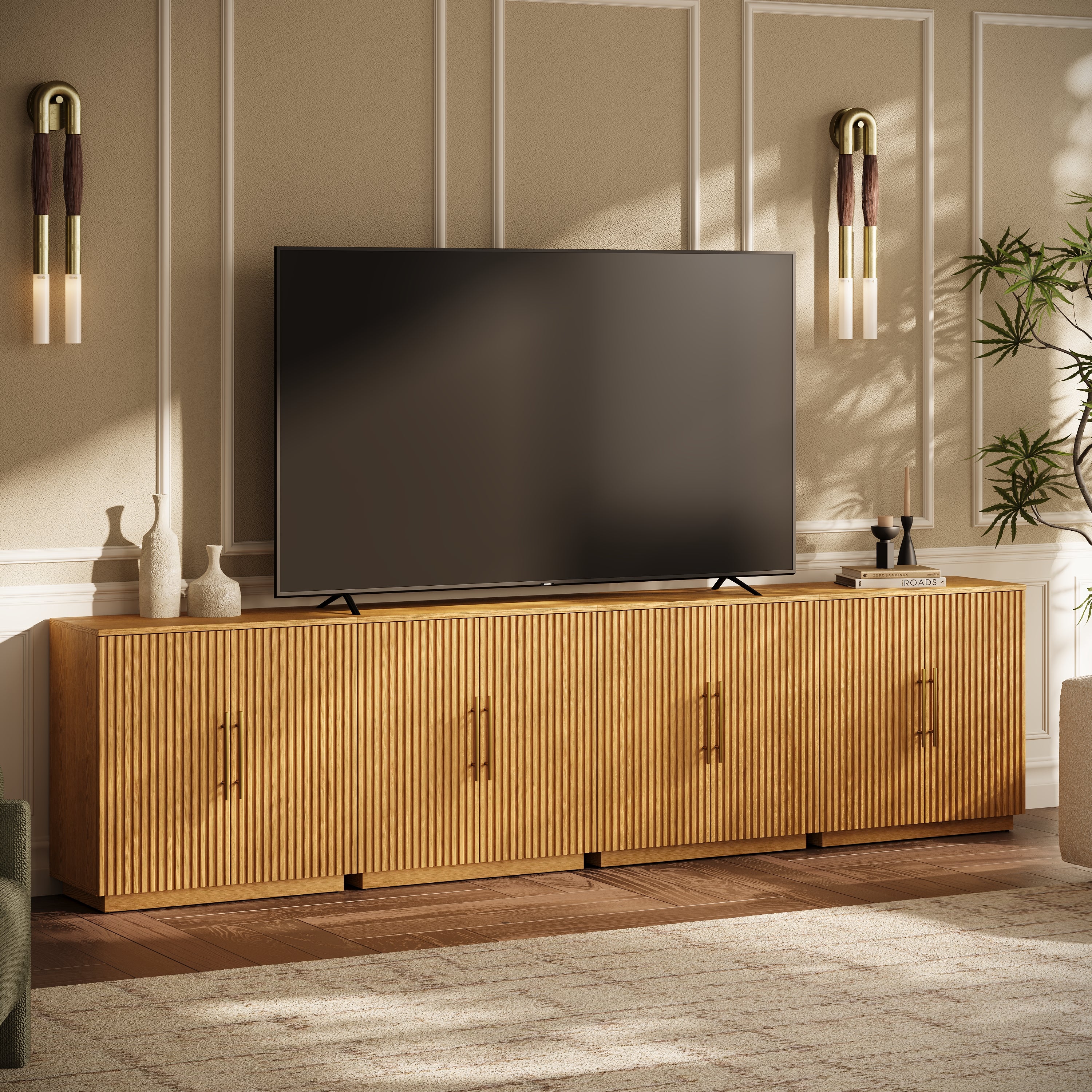 Holt 126″ Medienkonsole aus Eiche (4er-Set) 