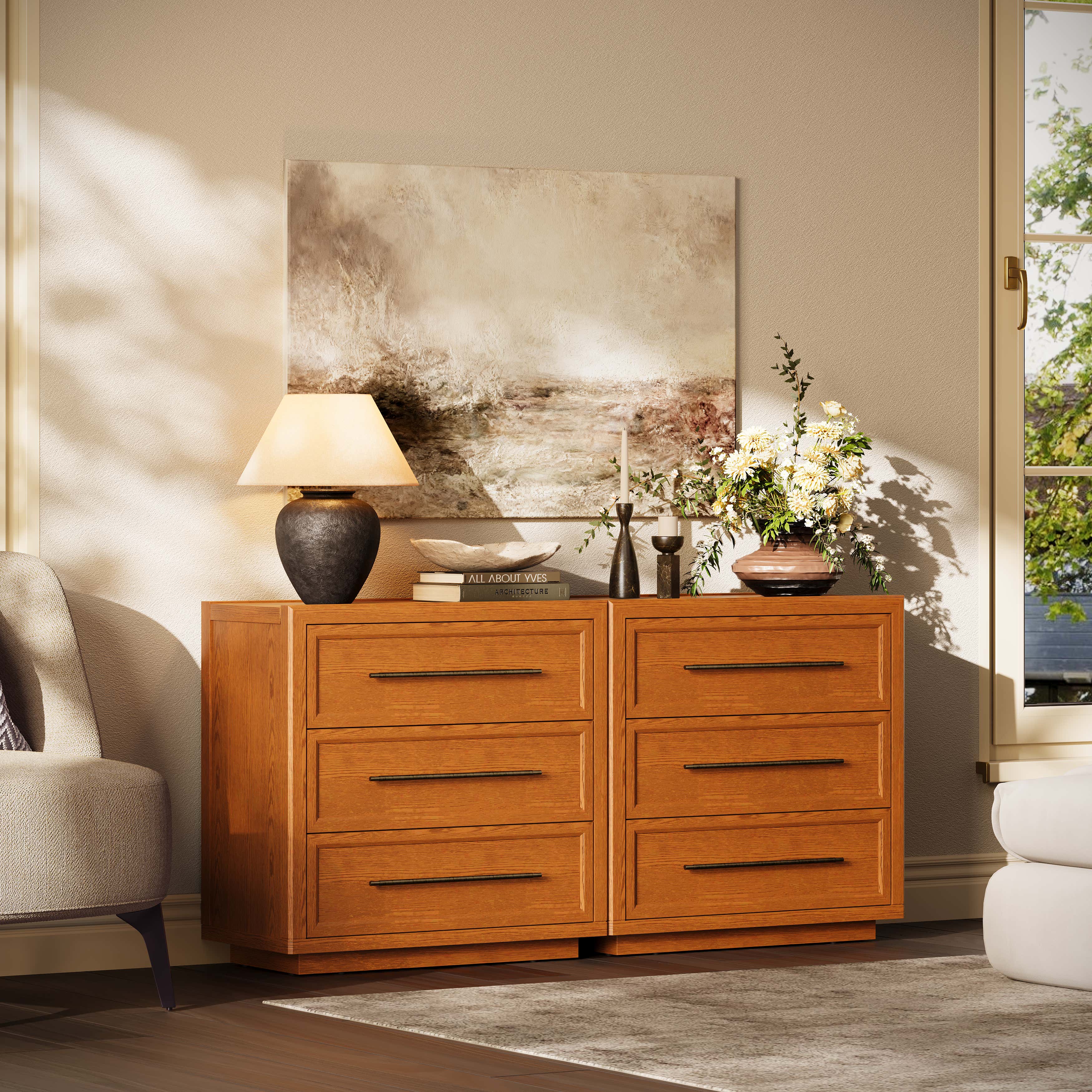 Alvar 63″ Eichenkommode mit 6 Schubladen (2er-Set)