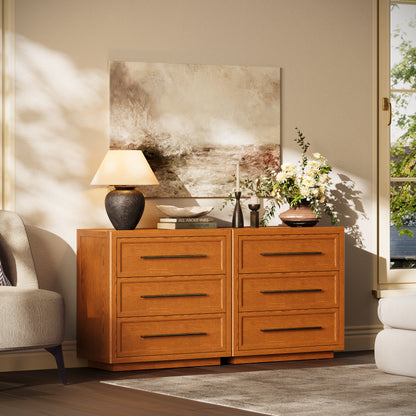 Alvar 63″ Oak 6-Drawer Chest(Set of 2)